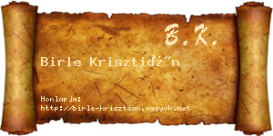 Birle Krisztián névjegykártya